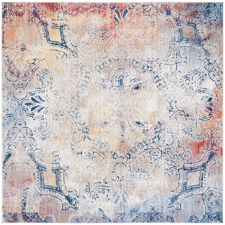 Safavieh 7 x 7 ft. Square Monray 600 Power Loomed Rug; Red & Multi Color MNY648D-7SQ